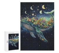 Rompecabezas para Adultos300 PCS Whale with Flowers in Space-2 Rompecabezas para Adultos Juegos Familiares Regalos para Mujeres Regalos De Cumpleaños Únicos 300 PCS