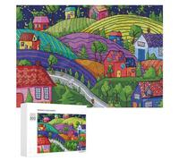 Rompecabezas para Adultos300 PCS Whimsical Village Night Scene Wall Mural Rompecabezas para Adolescentes Juego De Ingenio Arte De Pared Cumpleaños 300 PCS