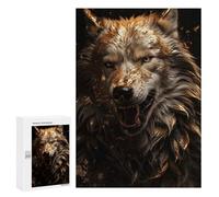 Rompecabezas para Adultos300 PCS White Wolf in Gold Rompecabezas para Adultos Juegos Familiares Mejora La Memoria Cumpleaños Y Navidad 300 PCS