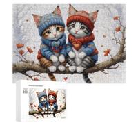 Rompecabezas para Adultos300 PCS Winter Cats in Cozy Hats Rompecabezas para Adultos Juegos Divertidos Regalo De Cumpleaños Regalos De Cumpleaños 300 PCS
