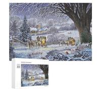 Rompecabezas para Adultos300 PCS Winter Scene with Horse Drawn Carriage Rompecabezas para Adultos Juegos Familiares Análisis Y Lógica Reducción del Estrés Regalos 300 PCS