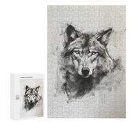 Rompecabezas para Adultos300 PCS Wolf Head in Charcoal Rompecabezas para Adultos Juguete Decoración De Pared Desafío Difícil Cumpleaños Y Navidad 300 PCS