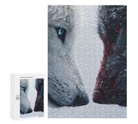 Rompecabezas para Adultos300 PCS Wolf Snow Confrontation Duality White Vs Black Wildlife Rivalry Rompecabezas para Adultos Juego Práctico Decoración Cumpleaños 300 PCS