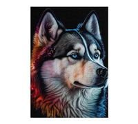Rompecabezas para Adultos38x26cm/1000pcs Colorful Husky Portrait Rompecabezas Juguetes Antiestrés para La Diversión Familiar Ayuda A Ejercitar El Cerebro 38x26cm/1000pcs