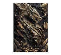 Rompecabezas para Adultos38x26cm/1000pcs Golden Dragon Sculpture Rompecabezas para Adultos Juego Práctico Vacaciones En Casa Matar El Tiempo Regalos Y Cumpleaños Únicos 38x26cm/1000pcs