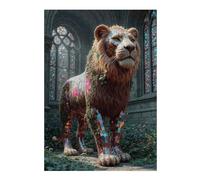 Rompecabezas para Adultos38x26cm/1000pcs Mosaic Lion Statue in Garden Setting Rompecabezas para Adultos Juegos Familiares Patrón De Ensamblaje Oferta como Regalo para Toda La Familia 38x26cm/1000pcs