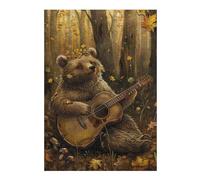 Rompecabezas para Adultos38x26cm/1000pcsS Bear Playing Guitar in Forest Rompecabezas para Adultos Juguete Decoración De Pared Corte De Precisión Actividades Divertidas En Casa 38x26cm/1000pcsS