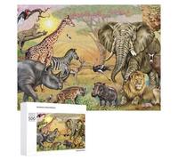 Rompecabezas para Adultos500 PCS African Safari Animals Rompecabezas para Adultos Juego De Ingenio Regalo De Cumpleaños para Cumpleaños, Navidad 500 PCS