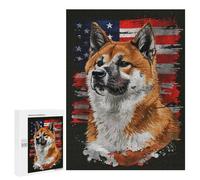 Rompecabezas para Adultos500 PCS Akita American Flag Rompecabezas para Adultos Juegos Relajantes Que Mejoran La Memoria Toda La Familia 500 PCS
