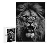 Rompecabezas para Adultos500 PCS Angry Lion Black and White Rompecabezas para Adultos Juegos Familiares Mejora La Memoria Cumpleaños Y Navidad 500 PCS