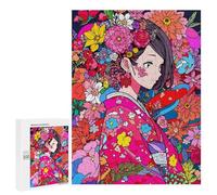 Rompecabezas para Adultos500 PCS Anime Kimono Girl Flower Rompecabezas para Adultos Juguete Decoración De Pared Desafío Difícil Cumpleaños Y Navidad 500 PCS