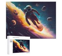 Rompecabezas para Adultos500 PCS Astronaut Surfing in Space -17 Rompecabezas para Adolescentes Juego De Ingenio Arte De Pared Cumpleaños 500 PCS