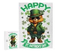 Rompecabezas para Adultos500 PCS Bear Saint Patricks Day Rompecabezas para Adultos Juegos Divertidos Decoración De Pared Oferta como Regalos para Toda La Familia 500 PCS