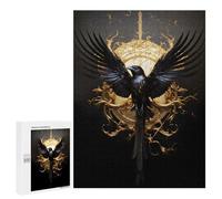 Rompecabezas para Adultos500 PCS Black and Gold Crow 01 Rompecabezas para Adultos Juguete Decoración De Pared Desafío Difícil Cumpleaños Y Navidad 500 PCS