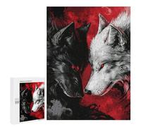 Rompecabezas para Adultos500 PCS Black and White Wolves with Red Eyes Rompecabezas para Adultos Juguetes DIY Arte De Pared Cumpleaños Y Navidad 500 PCS