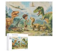 Rompecabezas para Adultos500 PCS Boy Meets Dinosaurs in Fantasy World Rompecabezas para Adolescentes Juego De Ingenio Arte De Pared Cumpleaños 500 PCS