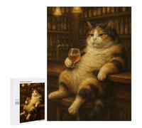 Rompecabezas para Adultos500 PCS Calico Cat Drinking at The Bar Rompecabezas para Adultos Juegos Divertidos Decoración De Pared Oferta como Regalos para Toda La Familia 500 PCS