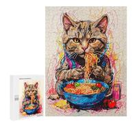 Rompecabezas para Adultos500 PCS Cat Ramen Japan Rompecabezas Juego De Ingenio Patrón De Ensamblaje Regalos Y Cumpleaños Únicos 500 PCS