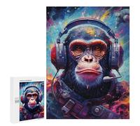 Rompecabezas para Adultos500 PCS Chimpanzee in Space Helmet Rompecabezas para Adolescentes Juego De Ingenio Arte De Pared Cumpleaños 500 PCS