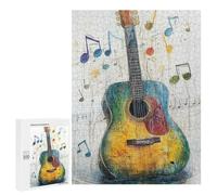 Rompecabezas para Adultos500 PCS Colorful Acoustic Guitar Art Print Rompecabezas para Adultos para La Diversión Familiar. Juguetes Educativos Y Desafiantes para Completar.