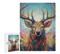Rompecabezas para Adultos500 PCS Colorful Deer Portrait-8 Rompecabezas para Adultos Juego De Ingenio Regalo De Cumpleaños para Cumpleaños, Navidad 500 PCS
