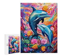 Rompecabezas para Adultos500 PCS Colorful Dolphins Underwater Rompecabezas para Adultos Juegos Divertidos Regalo De Cumpleaños Regalos De Cumpleaños 500 PCS