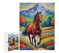 Rompecabezas para Adultos500 PCS Colorful Horse in Landscape Digital Art Rompecabezas para Adultos Juegos Divertidos Decoración De Pared Oferta como Regalos para Toda La Familia 500 PCS