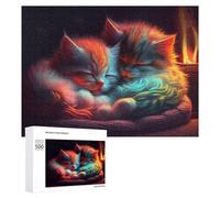 Rompecabezas para Adultos500 PCS Colorful Kittens by The Fire Rompecabezas para Adultos Juegos Divertidos Regalo De Cumpleaños Regalos De Cumpleaños 500 PCS