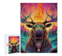 Rompecabezas para Adultos500 PCS Colorful Moose Portrait Rompecabezas para Adultos Juego De Ingenio Regalo De Cumpleaños para Cumpleaños, Navidad 500 PCS