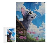 Rompecabezas para Adultos500 PCS Cute Cat Look at The Sky Rompecabezas para Adultos Juegos Relajantes Que Mejoran La Memoria Toda La Familia 500 PCS