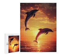 Rompecabezas para Adultos500 PCS Dolphins Jumping at Sunset Rompecabezas para Adultos Juego Familiar Regalos para Mujeres Regalos De Juegos Desafiantes 500 PCS