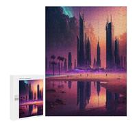 Rompecabezas para Adultos500 PCS Dystopian Beachfront Metropolis Rompecabezas para Adultos Juguete Decoración De Pared Desafío Difícil Cumpleaños Y Navidad 500 PCS