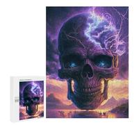 Rompecabezas para Adultos500 PCS Electric Storm Skull Artwork Rompecabezas Juego De Ingenio Patrón De Ensamblaje Regalos Y Cumpleaños Únicos 500 PCS