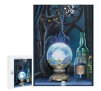 Rompecabezas para Adultos500 PCS Enchanted Crystal Ball with Black Cat Rompecabezas para Adolescentes Juego De Ingenio Arte De Pared Cumpleaños 500 PCS