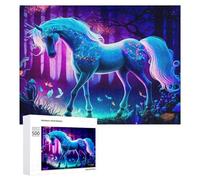 Rompecabezas para Adultos500 PCS Enchanted Unicorn Forest Fantasy Rompecabezas para Adultos Juegos Divertidos Regalo De Cumpleaños Regalos De Cumpleaños 500 PCS