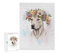 Rompecabezas para Adultos500 PCS Floral Dogo Argentino Dog Rompecabezas para Adultos Juegos Familiares Desafío Difícil Actividades Divertidas En Casa 500 PCS
