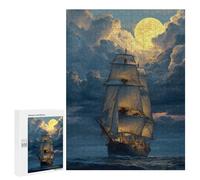 Rompecabezas para Adultos500 PCS Full Moon Sailboat Adventure -1 Rompecabezas para Adultos Juego De Ingenio Análisis Y Lógica Regalos para Reducir El Estrés 500 PCS