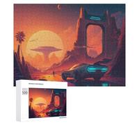 Rompecabezas para Adultos500 PCS Future Cityscape with Neon Car Rompecabezas para Adultos Juegos Familiares Análisis Y Lógica Reducción del Estrés Regalos 500 PCS