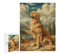 Rompecabezas para Adultos500 PCS Golden Retriever in Mountain Landscape Rompecabezas para Adolescentes Juego Práctico Regalos para Mujeres Regalos De Cumpleaños Únicos 500 PCS