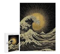 Rompecabezas para Adultos500 PCS Golden Wave and Sun Art Rompecabezas para Adultos Juguete Decoración De Pared Desafío Difícil Cumpleaños Y Navidad 500 PCS