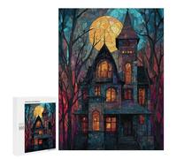 Rompecabezas para Adultos500 PCS Haunting Moonlit Mansion Rompecabezas para Adolescentes Juegos Relajantes para La Diversión Familiar Actividades Divertidas En Casa 500 PCS