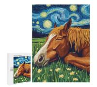 Rompecabezas para Adultos500 PCS Horse in Starry Night Rompecabezas para Adultos Juguete Decoración De Pared Regalos para Mujeres Ayuda A Ejercitar El Cerebro 500 PCS