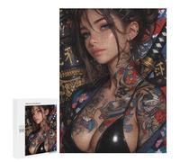 Rompecabezas para Adultos500 PCS Japanese Tattooed Woman with Katana Rompecabezas para Adultos Juego Familiar Regalos para Mujeres Regalos De Juegos Desafiantes 500 PCS