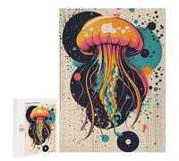 Rompecabezas para Adultos500 PCS Jellyfish Abstract Art Colorful Jellyfish Pop Art Print Unique Ocean-Inspired Decor Rompecabezas para Adultos Juguete Decoración De Pared Desafío Difícil Regalos Úni