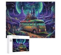 Rompecabezas para Adultos500 PCS Journey Bus in Fantasy Land Rompecabezas para Adolescentes Juego De Ingenio Arte De Pared Cumpleaños 500 PCS