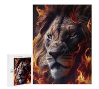 Rompecabezas para Adultos500 PCS Lion Face Animal Fire Rompecabezas para Adultos Juegos Divertidos Decoración De Pared Oferta como Regalos para Toda La Familia 500 PCS