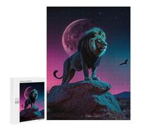 Rompecabezas para Adultos500 PCS Lion King Under Neon Moon Rompecabezas para Adolescentes Juegos Relajantes para La Diversión Familiar Actividades Divertidas En Casa 500 PCS