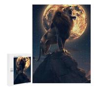 Rompecabezas para Adultos500 PCS Lion Roaring at The Moon Rompecabezas para Adultos Juego De Ingenio Regalo De Cumpleaños para Cumpleaños, Navidad 500 PCS