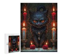 Rompecabezas para Adultos500 PCS Magic Black Cat with Candles Rompecabezas para Adultos Juegos Familiares Mejora La Memoria Cumpleaños Y Navidad 500 PCS