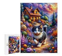 Rompecabezas para Adultos500 PCS Magical Fantasy Cat Garden Rompecabezas para Adolescentes Juegos Relajantes para La Diversión Familiar Actividades Divertidas En Casa 500 PCS